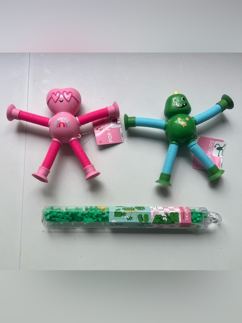 Target Pink & Green Stretch Pop Figures with Green Block Tube